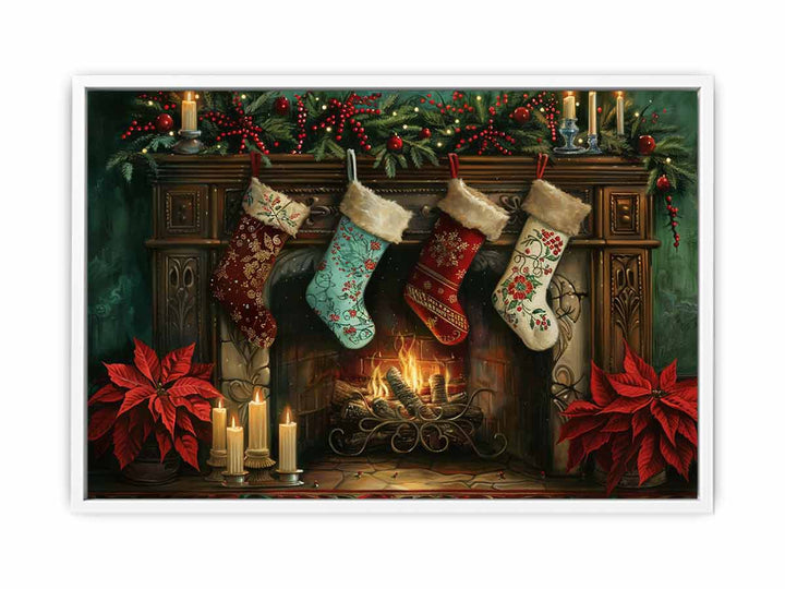 Christmas Fireplace Framed Print