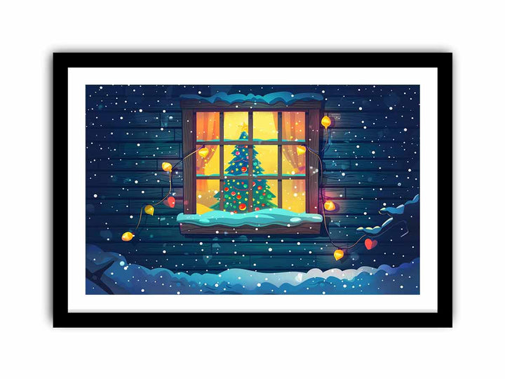 Christmas Window Streched canvas