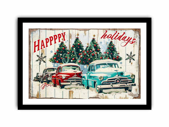 Happy Holidays Vinatge Art  Art Print