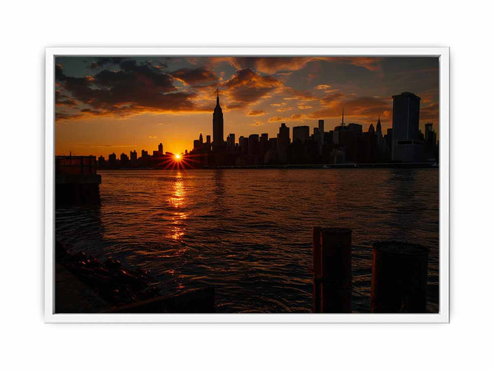 New York Sunset Framed Print