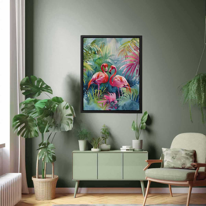 Flamingo Pair Painting Art Print