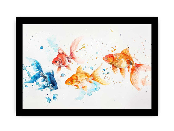 Gold Fish Watercolor Painting framed Print