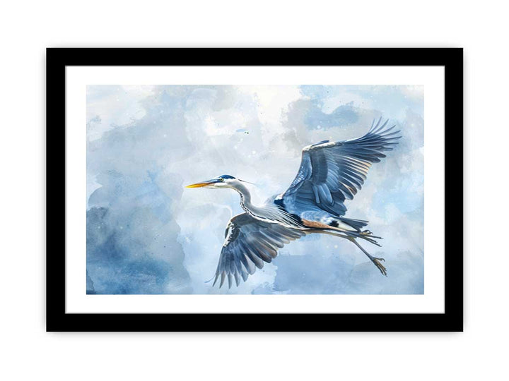 Watercolor Heron Painting framed Print