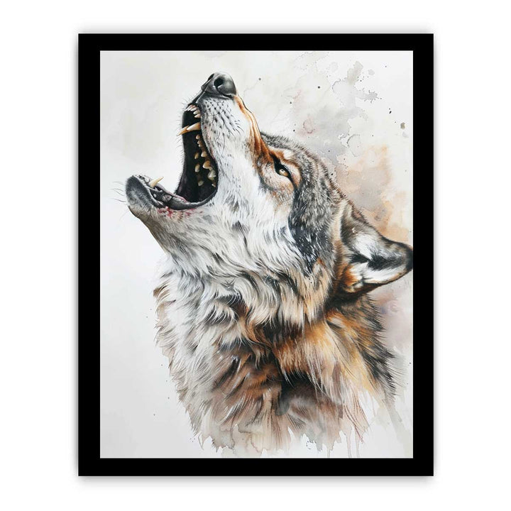 Howling Wolf Watercolor Painitng framed Print