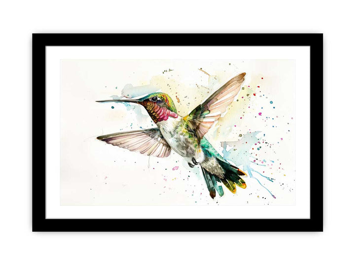 Hummingbird Watercolor Painting framed Print