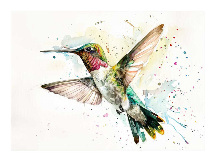 Hummingbird Watercolor Painting Art Print