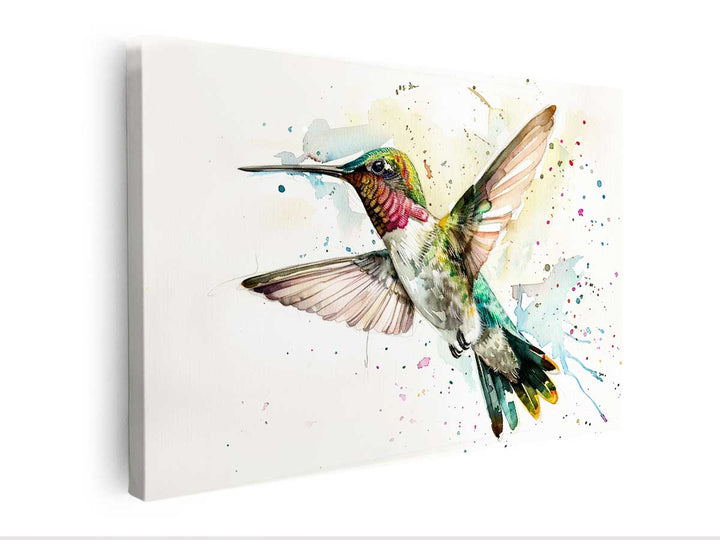 Hummingbird Watercolor Painting canvas Print