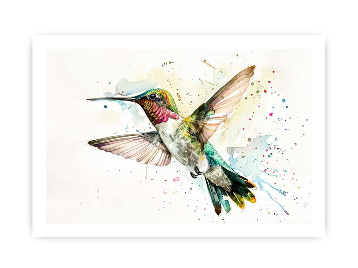 Hummingbird Watercolor Painting framed Print