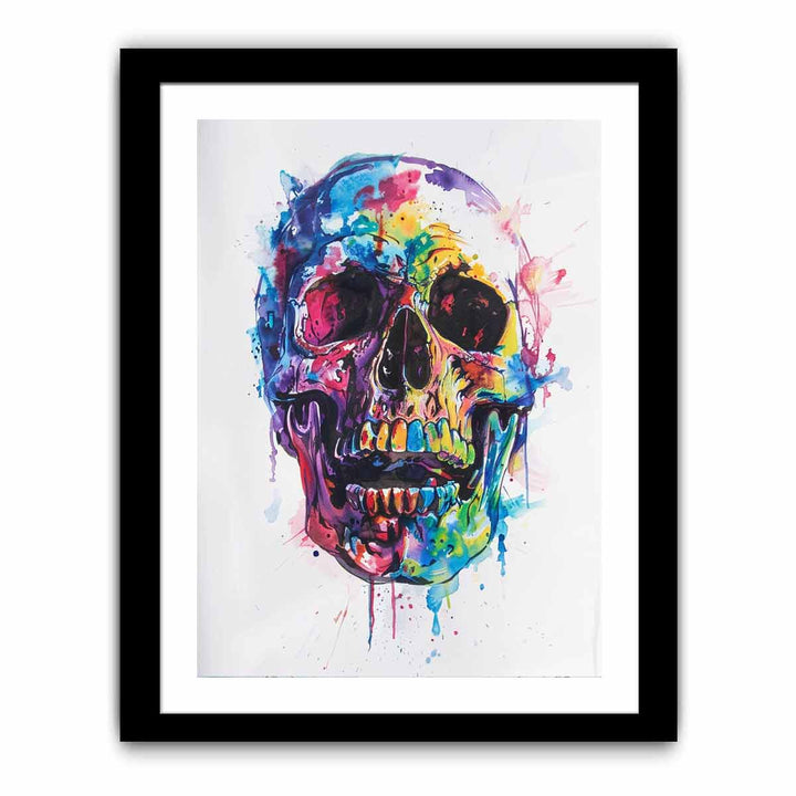 Skull Watercolor Painting framed Print