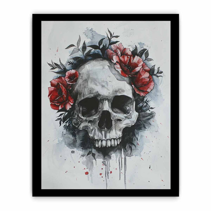 Watercolor Skull  Painting framed Print