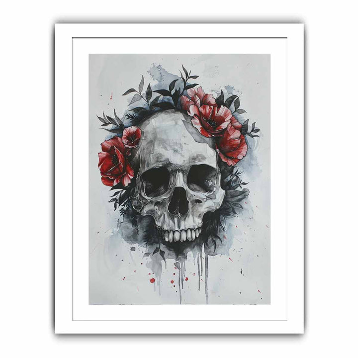 Watercolor Skull  Painting framed Print