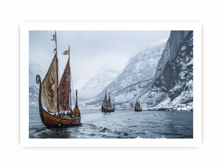 Viking Ship Painting framed Print