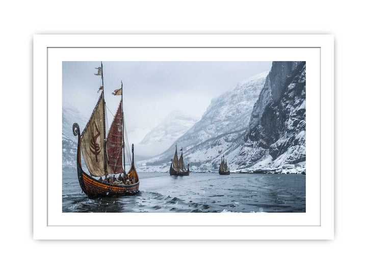 Viking Ship Painting framed Print