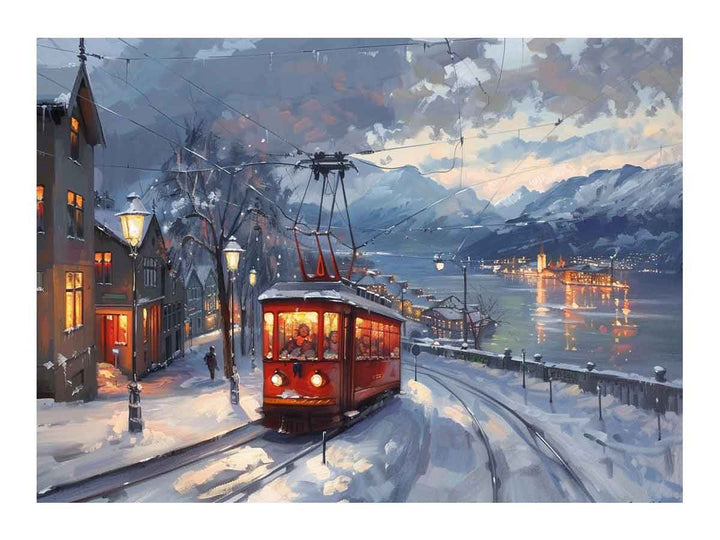 Olso Tram Painting  Art Print