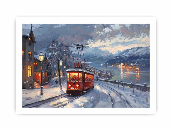 Olso Tram Painting  framed Print