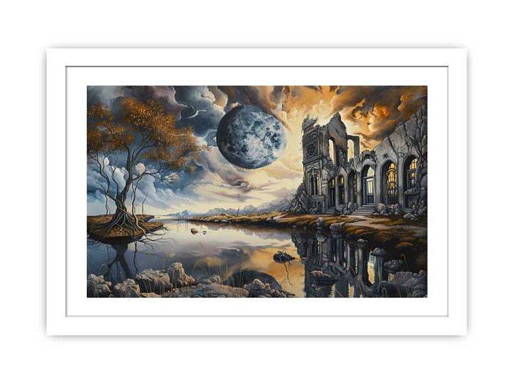 Evening  Moon framed Print