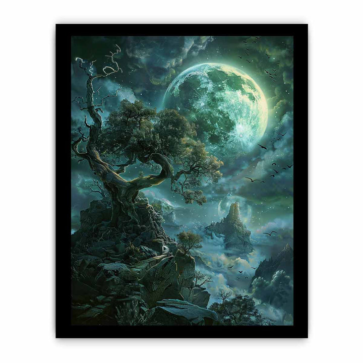 Fantasy moon framed Print