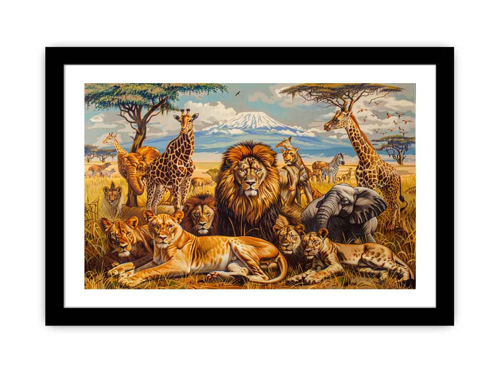 Three Lions framed Print