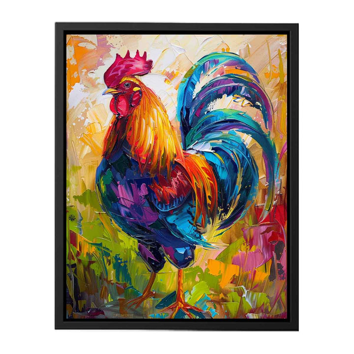 Colorful Rooster Painting canvas Print