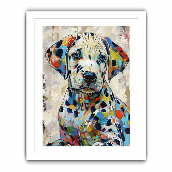 Colorful Dalmatian Puppy Dog Painting framed Print