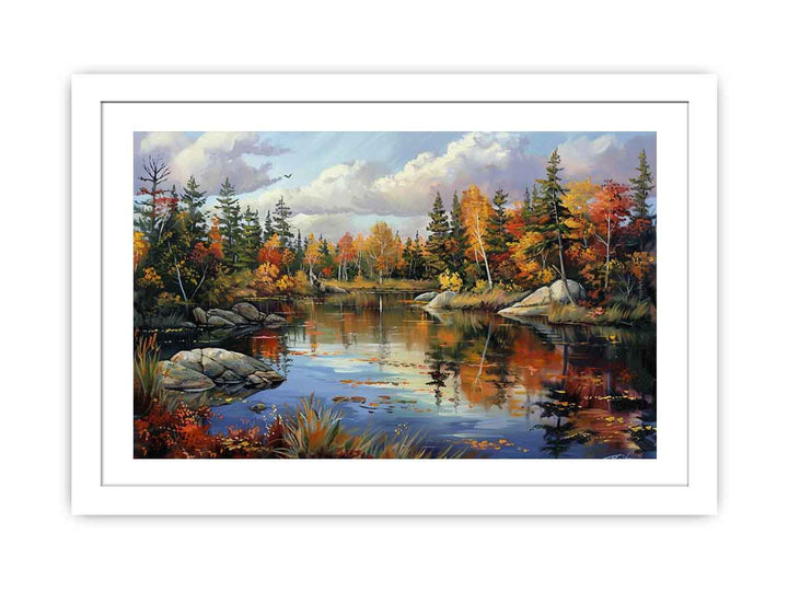 Pine River Reflection framed Print