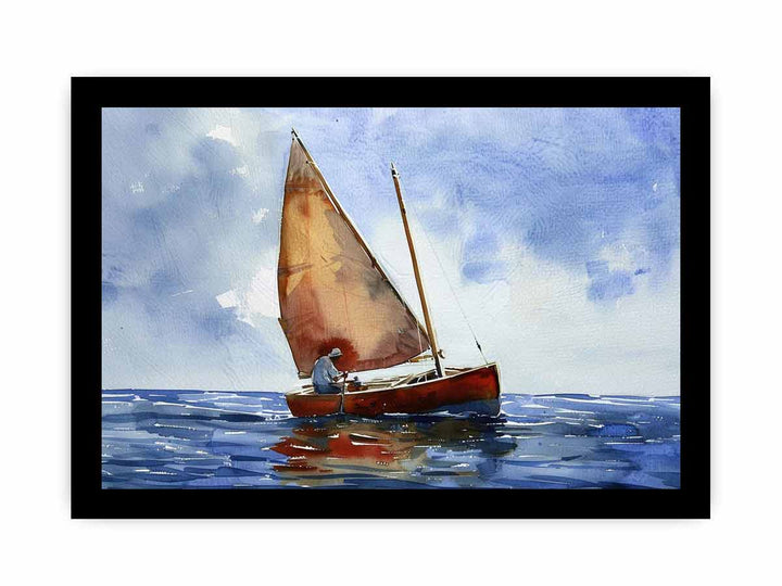 Man Sailing A Dory Painting framed Print