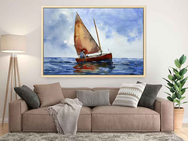 Man Sailing A Dory Painting Art Print