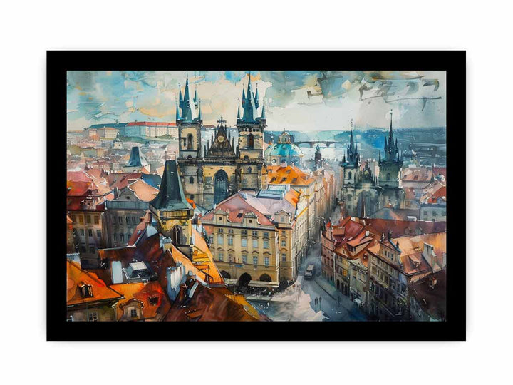 Prague City Painting framed Print