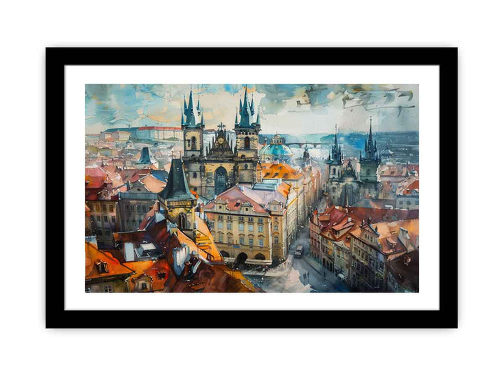 Prague City Painting framed Print