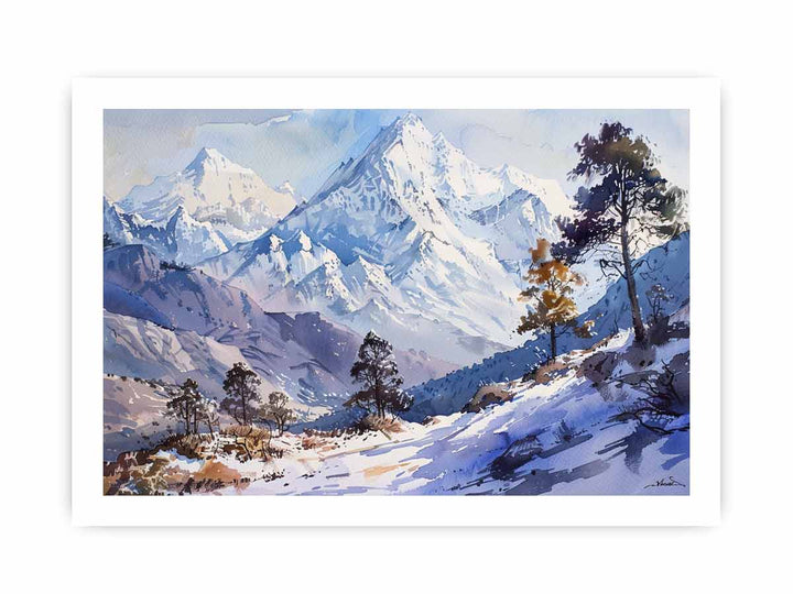 Mountain Snow Art framed Print