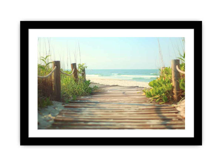 Wooden Path To Sea framed Print