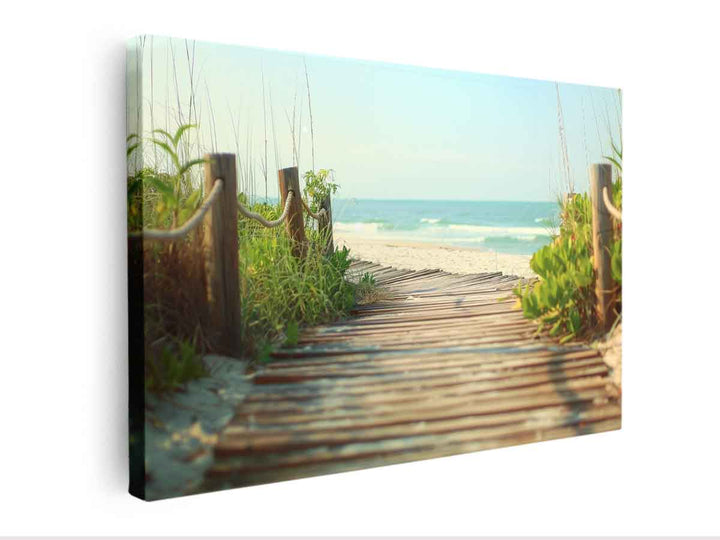 Wooden Path To Sea canvas Print