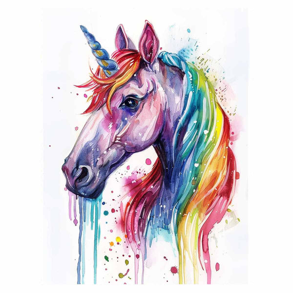 Unicorn Rainbow Watercolor Painting Art Print