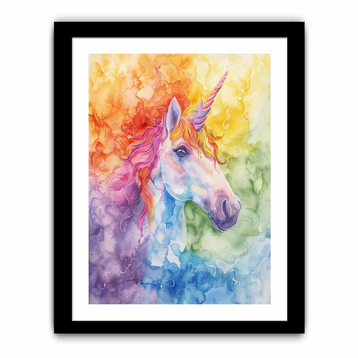 Unicorn Watercolor Painting framed Print