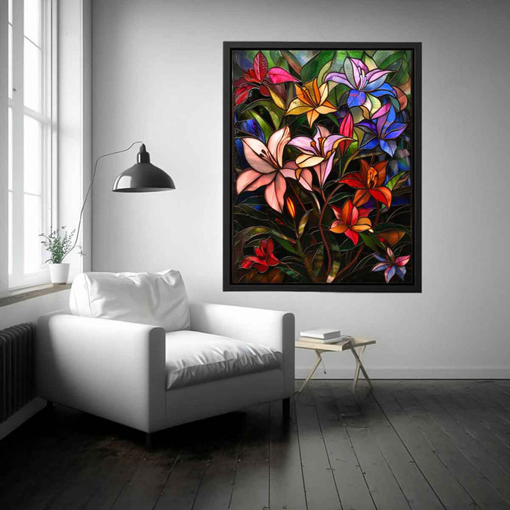 Floral Art In Stained Glass Painting Art Print