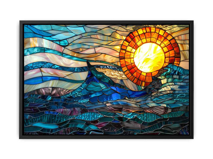 Ocean Sunset Glass Art canvas Print