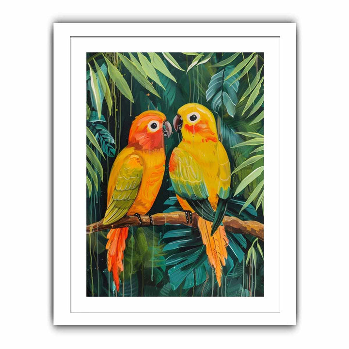 Parrot Love Birds Streched canvas
