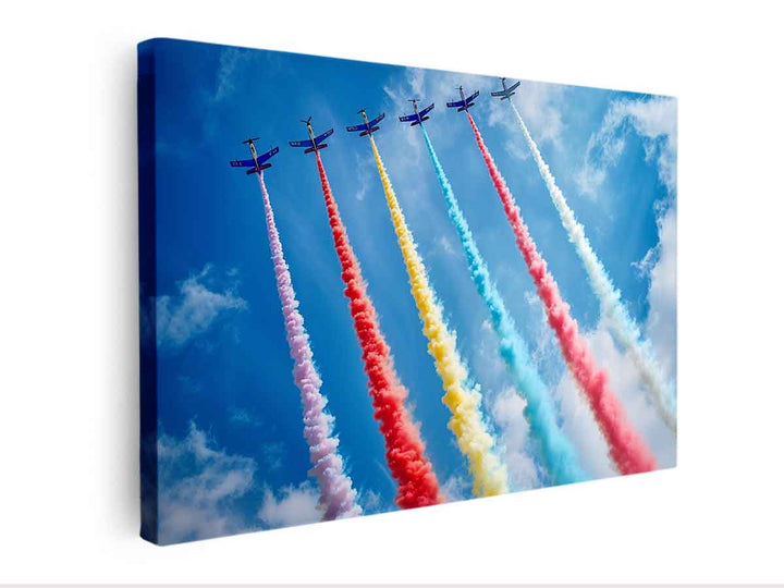 Flying Planes Rainbow Canvas Print