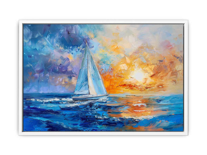 Sailing Ship in Sunset Framed Print
