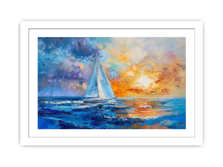 Sailing Ship in Sunset Streched canvas