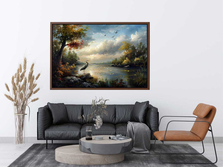 River Landscape Swan Art 