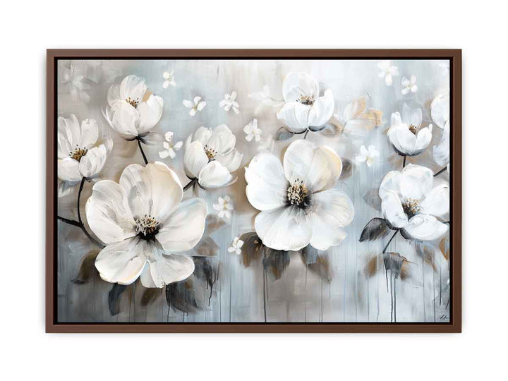 White Flowers Painting   Poster