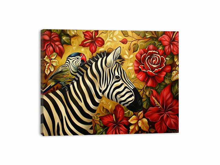 Zebra Parot Art Canvas Print