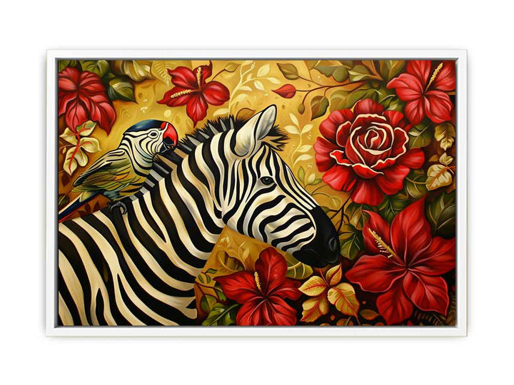 Zebra Parot Art Framed Print
