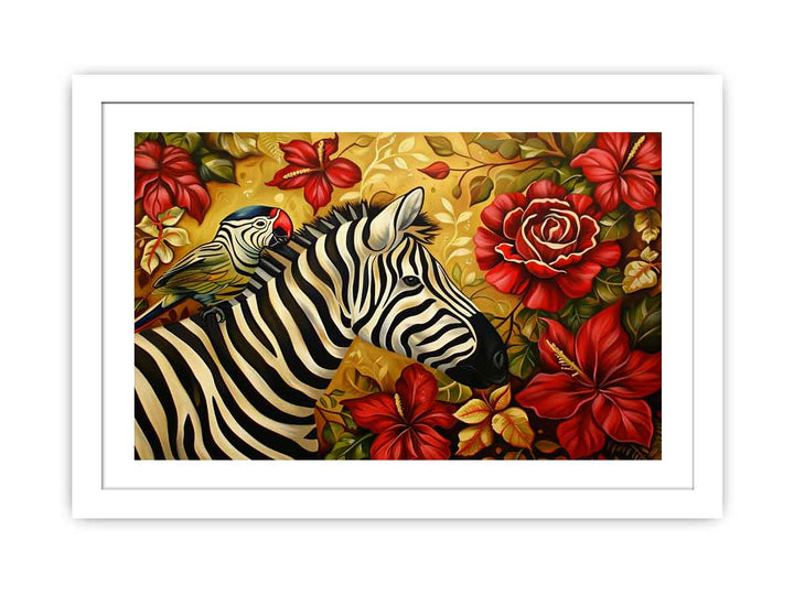Zebra Parot Art Streched canvas