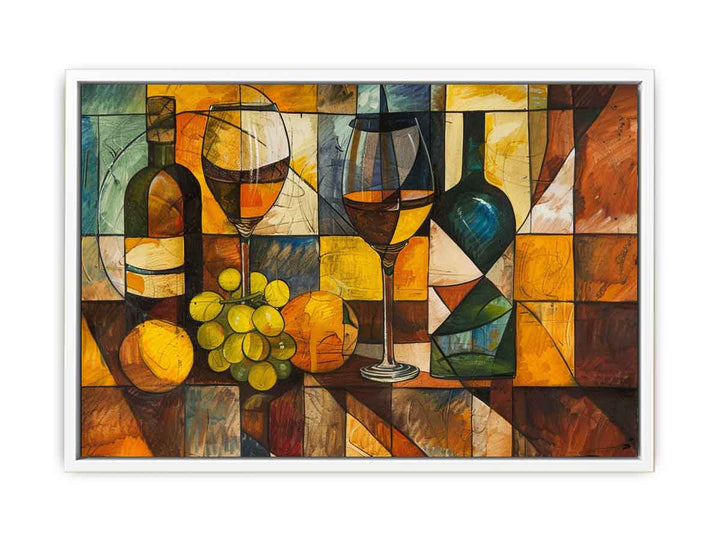 Cubism  Wine Art  Framed Print
