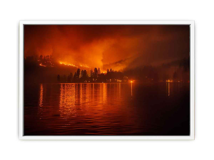 Lake on Fire Framed Print