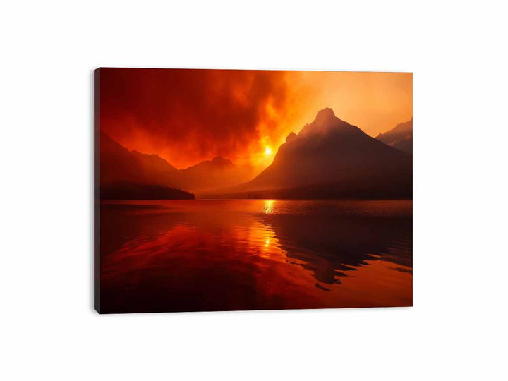 Fire in Lake Canvas Print