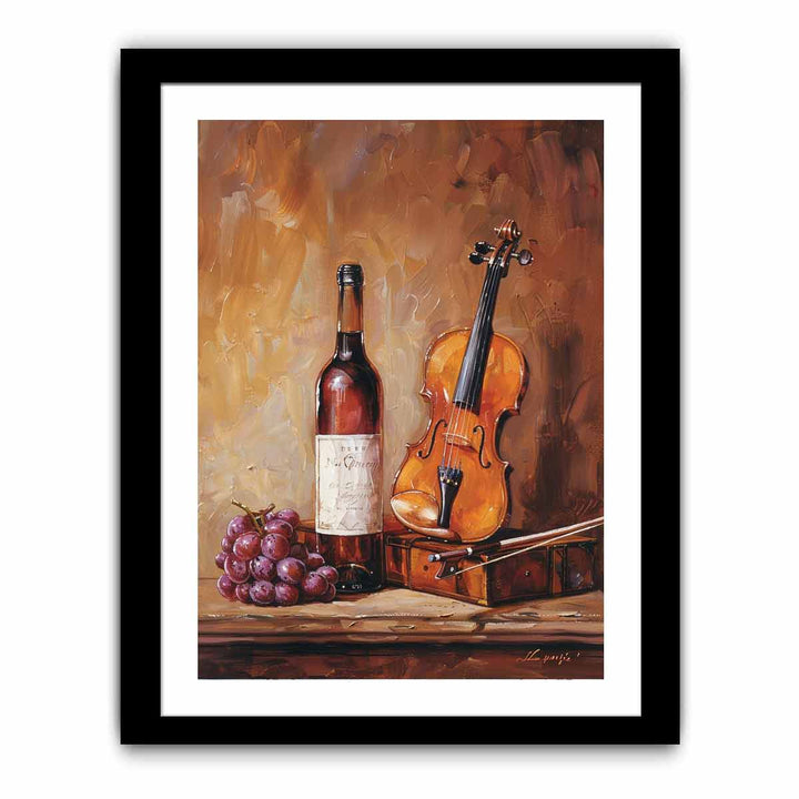 Wine and Guitar Painting   Art Print