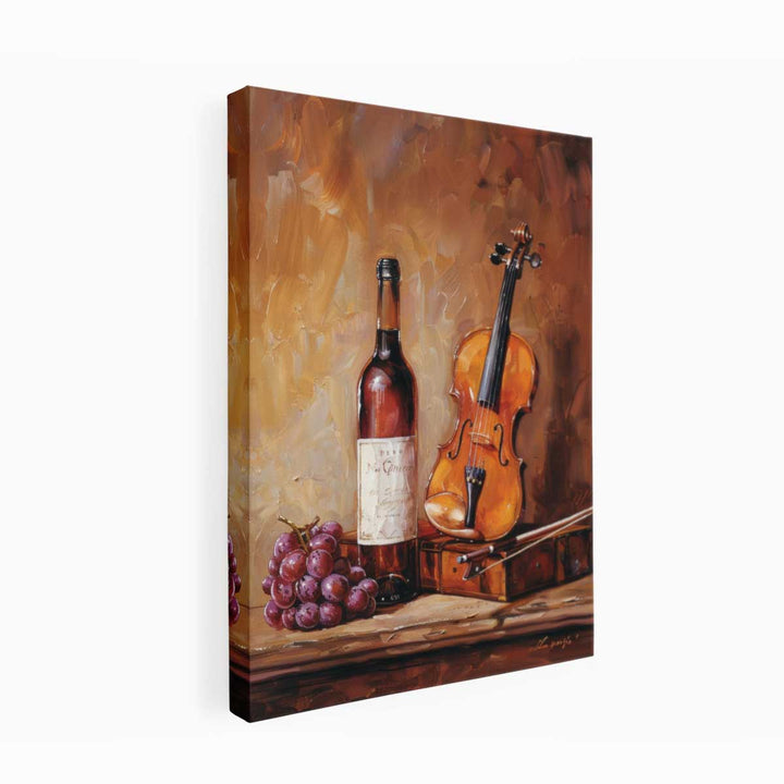 Wine and Guitar Painting  Canvas Print